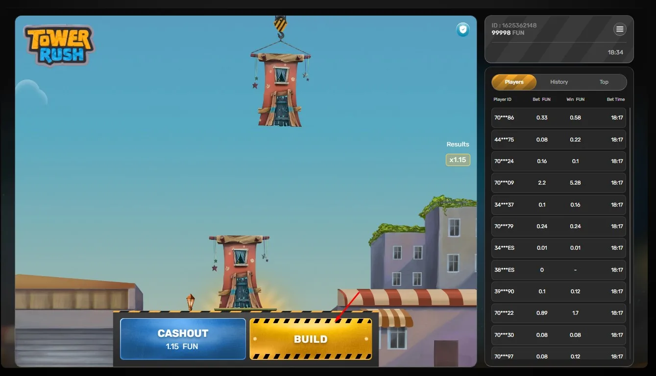 Tower Rush RTP 98.50% statistics comparison chart